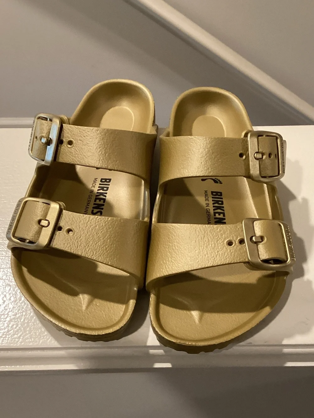 Birkenstock Kids Two-Buckle Sandals in Metallic Gold
